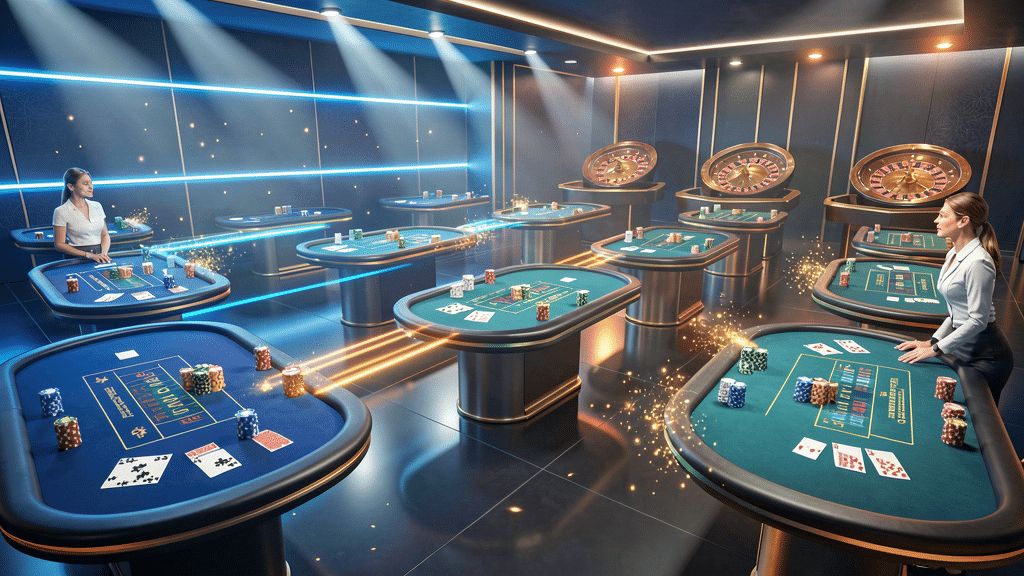 ภาพประกอบจุดเด่นเกมสด 50 โต๊ะ ในคาสิโนออนไลน์ด้วย คาสิโน แตกหนัก ไม่บิด